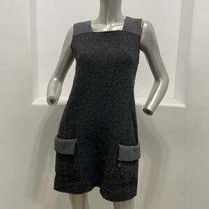 Blue Deep Made in Italy Sleeveless Wool Blend Shift Dress Black Size IT 42